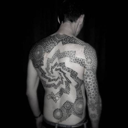 amazing fractal geometric ink tattoo