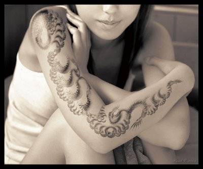 black and white fractal skin tattoo