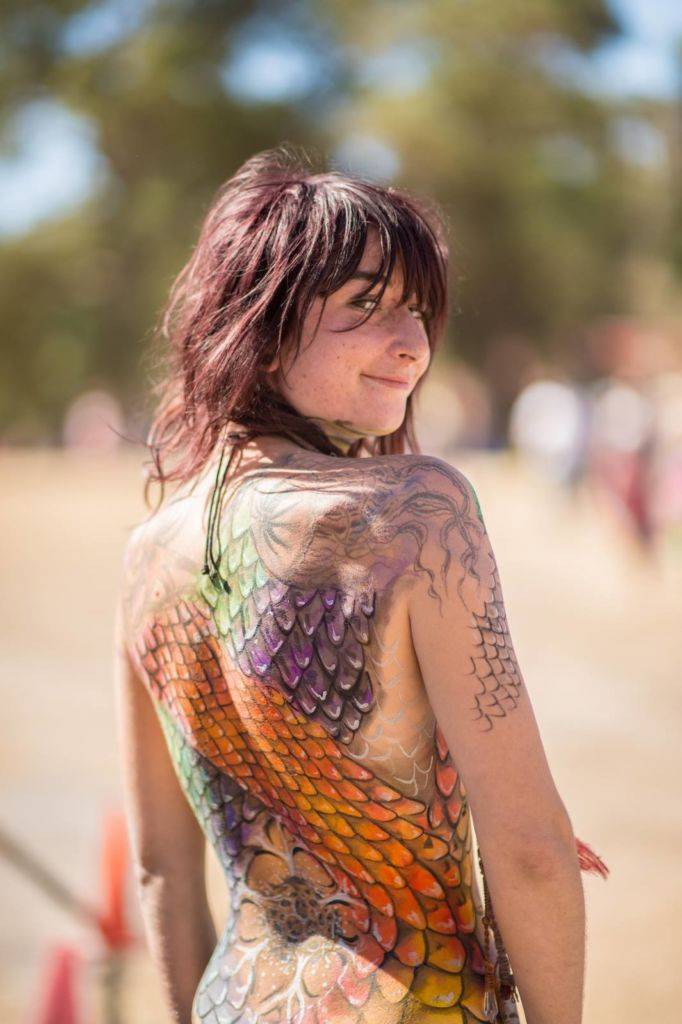 Rainbow Serpent Psychedelic body painting full body