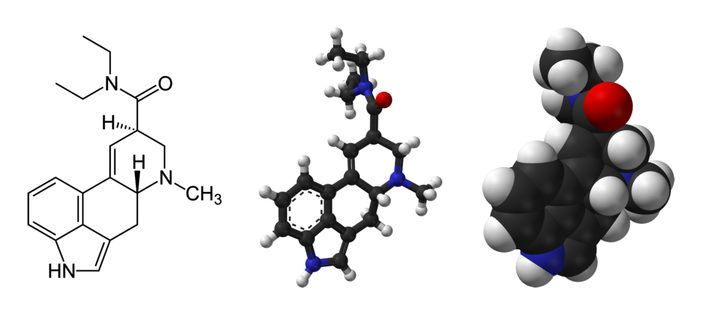 LSD-2D-skeletal-formula-and-3D-models